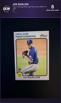 JOE BARLOW - Topps Heritage - #NAP-34 - DCM Grade 8 - Near Mint-Mint 2022 Card