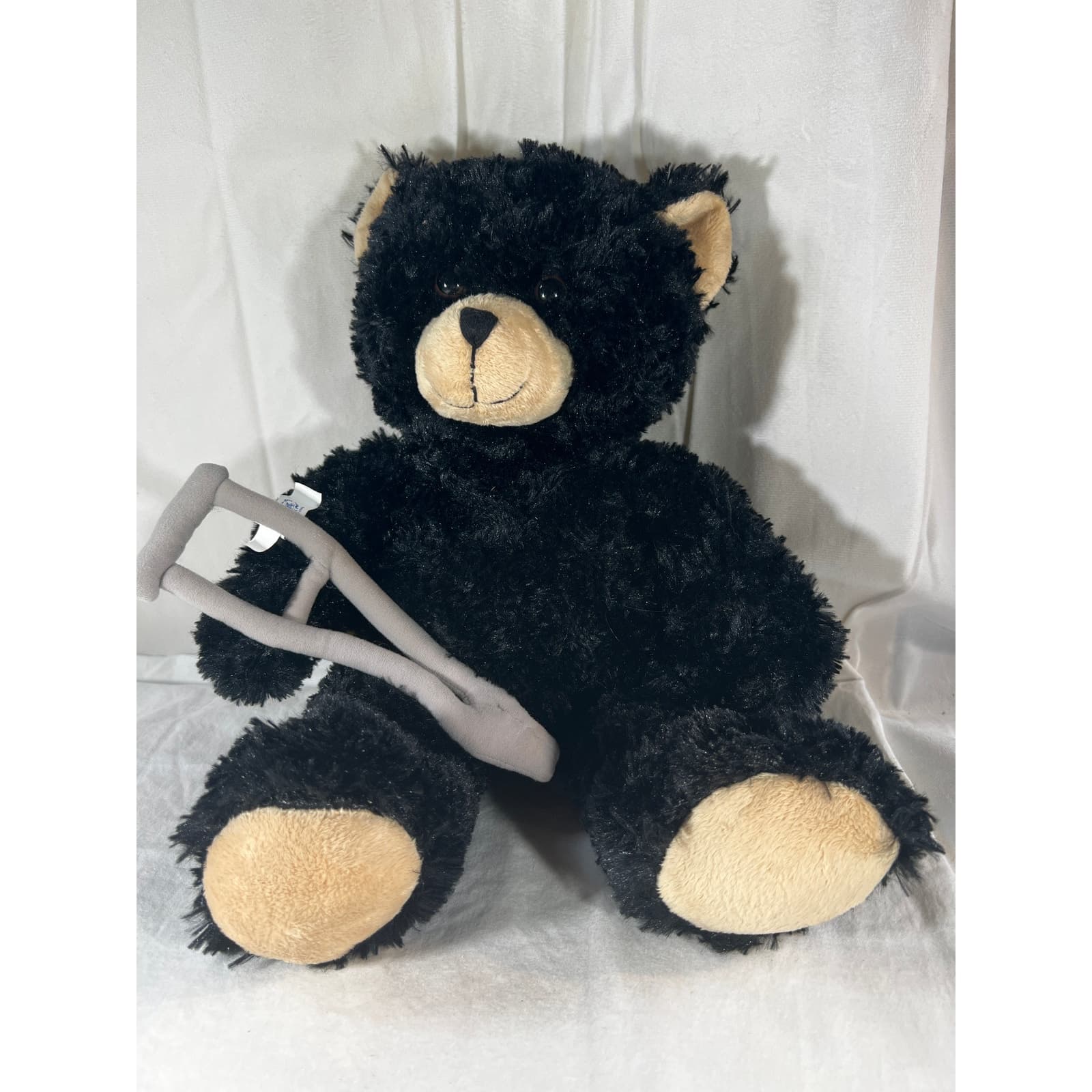 Build A Bear Workshop Black Bear with Soft Crutch 2010 Plush Stuffed Toy 16"