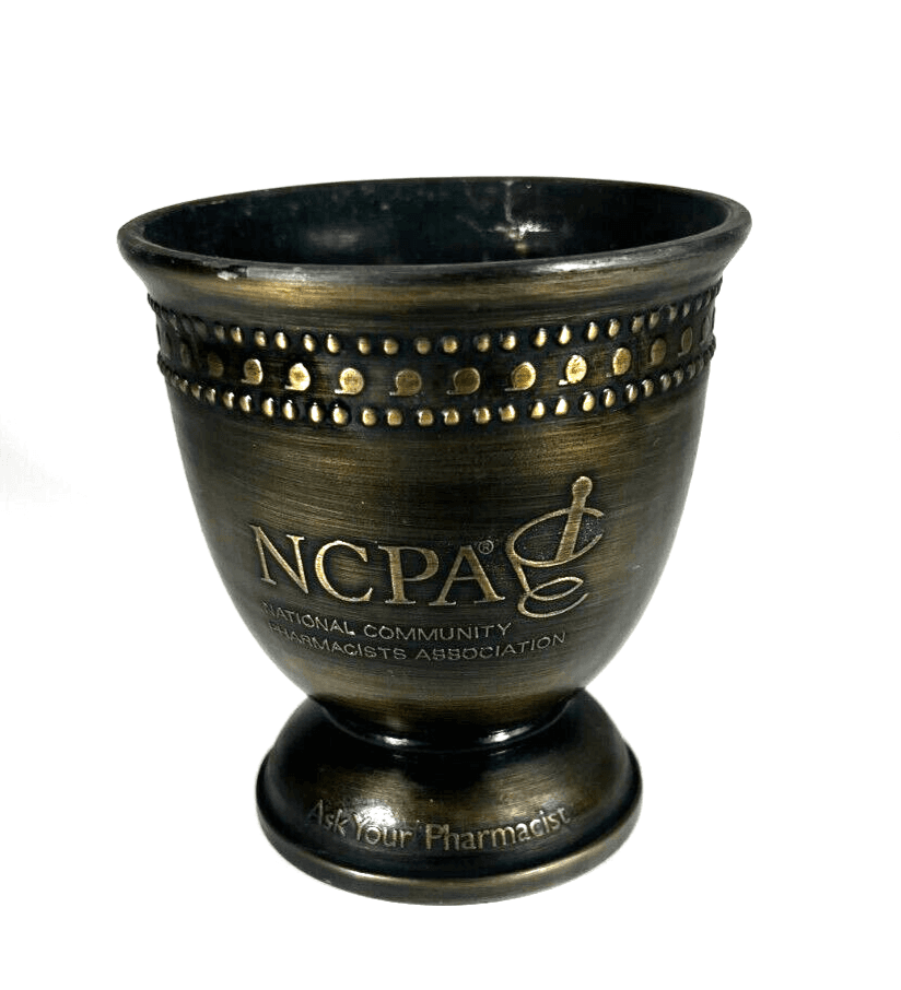 Mortar Vintage Bronze Brass Metal Pharmacopoeia no pestle 4" Height