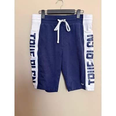 True Religion Sweat Shorts Men’s Large Blue Side Logo Drawstring EUC