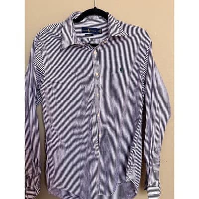 Polo Ralph Lauren Slim Fit Shirt Men’s Large White Navy Stripe Button Down