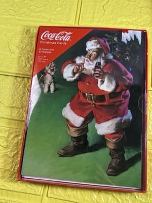 Santa Coca Cola Bottle Christmas Cards 8 Cards/8 Envelopes 5" X 7" NEW RARE