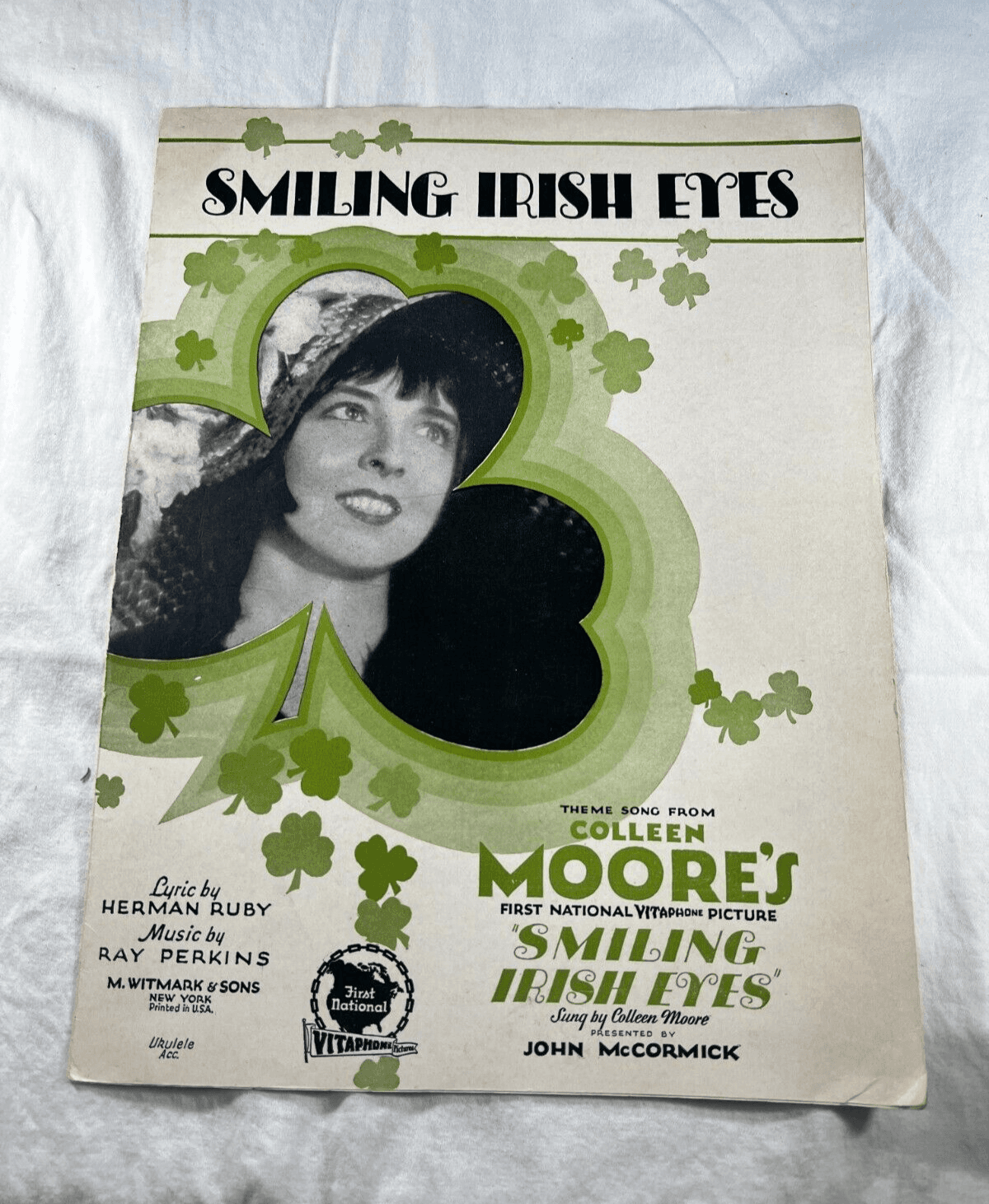Vintage Sheet Music 1929 Smiling Irish Eyes Herman Ruby Perkins Colleen Moore