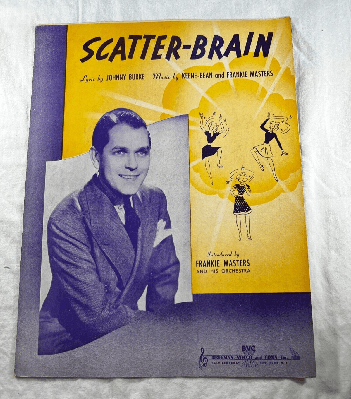 Vintage Sheet Music 1939 Scatter-Brain Johnny Burke Keene-Bean Masters BVC