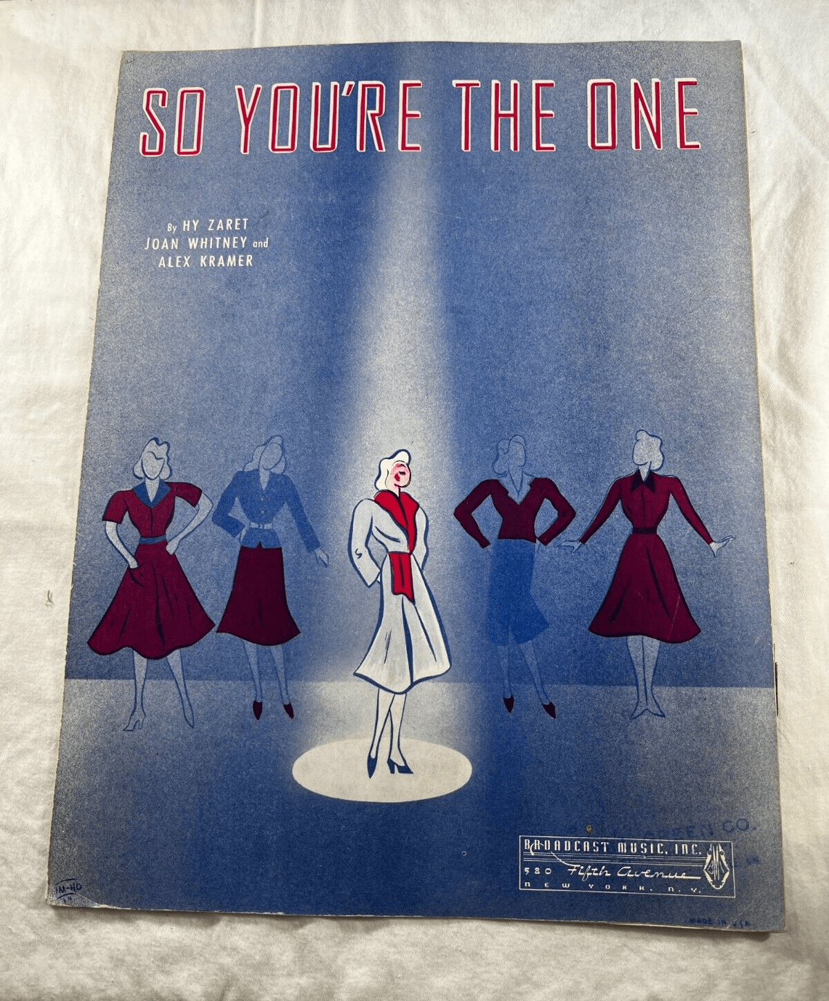 Vintage Sheet Music 1940 So You're The One Hy Zaret Joan Whitney Alex Kramer