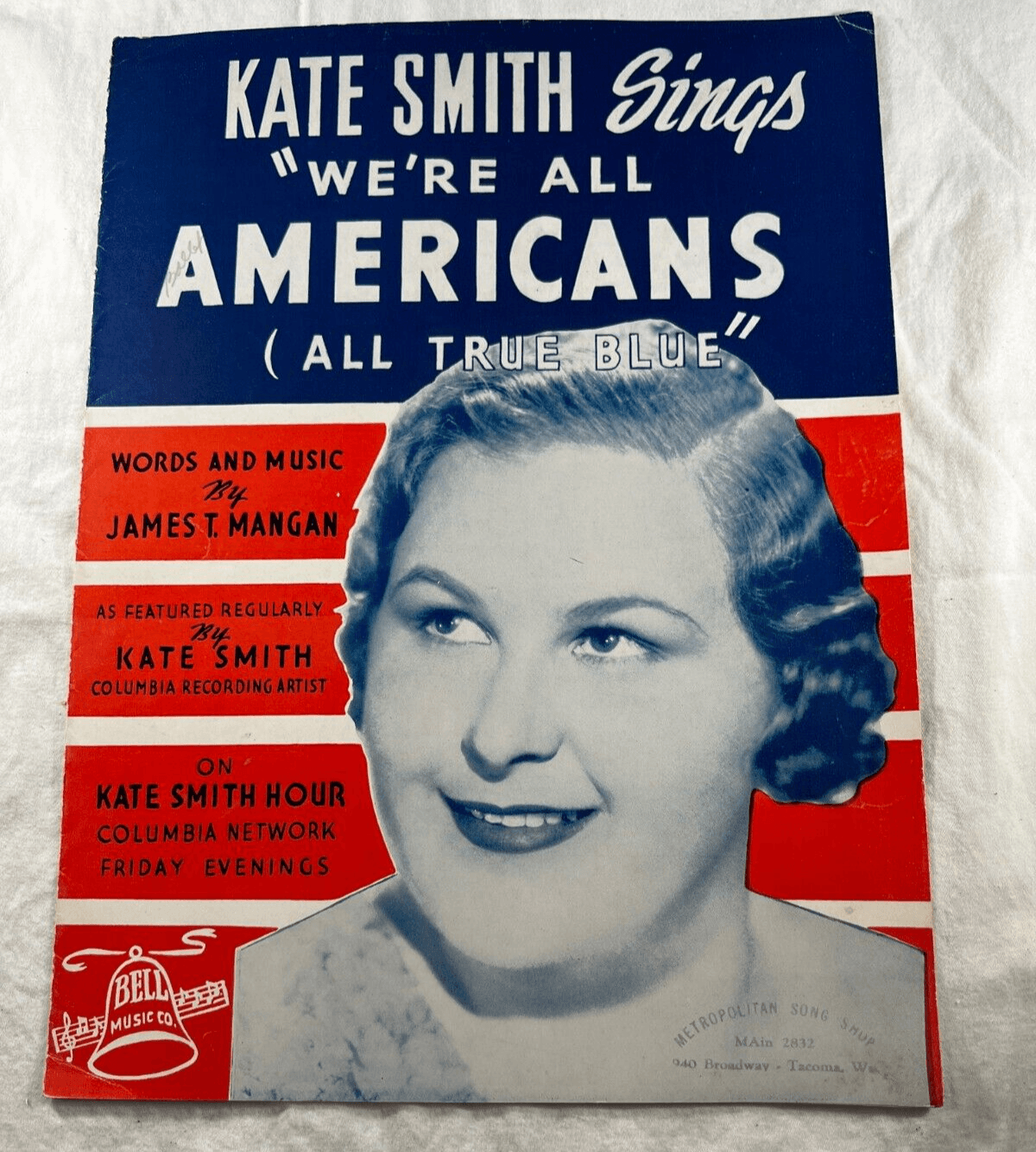 Vintage Sheet Music 1940 We're All Americans True Blue Patriotic Military War