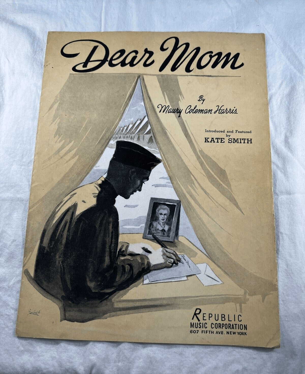 Vintage Sheet Music 1941 Dear Mom Military War WWII Harris Kate Smith Republic