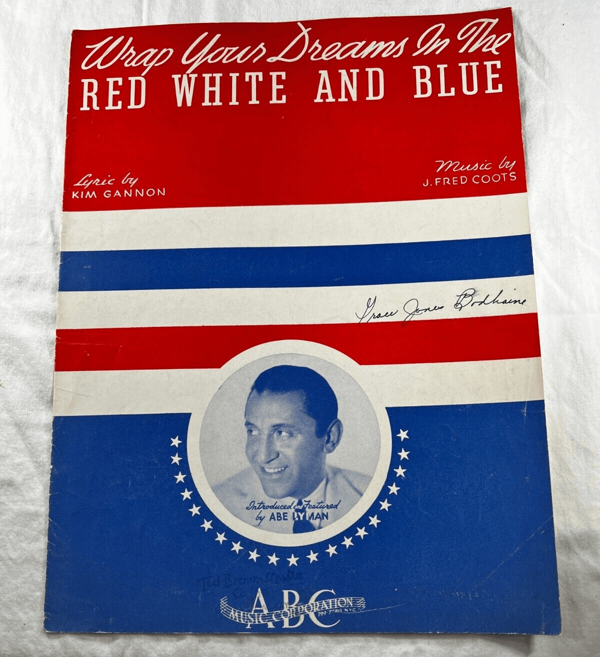 Vintage Sheet Music 1940 Wrap Your Dreams in Red White Blue Patriotic War Gannon