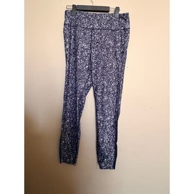 Spalding Athletic Leggings Blue White Speckled Stretch Activewear Women’s XL