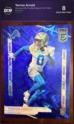 Terrion Arnold Donruss Elite Football #137 60/75 DCM Grade 8 Near Mint M 2024