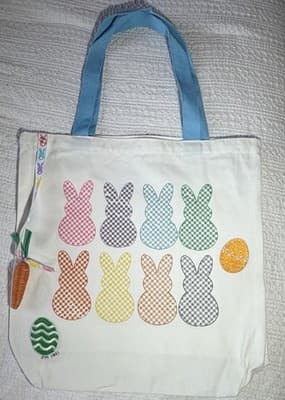 Easter Bunny Rabbit Peep Canvas Tote Custom Design Embellish OOAK Basket Bag NEW