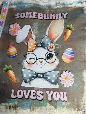 Easter Bunny Glasses Canvas Tote Custom Design Embellish OOAK Basket Bag NEW