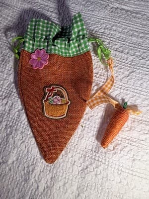 Easter Carrot Burlap Drawstring Small Custom Design Basket Gift Bag Decor #A