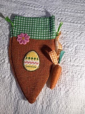 Easter Carrot Burlap Drawstring Small Custom Design Basket Gift Bag Decor #B