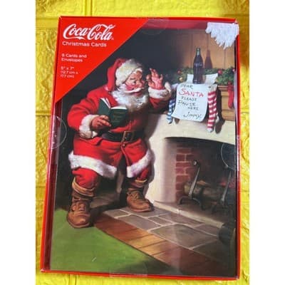 New Coca-Cola Santa Christmas Cards Boxed Set Letter Stockings
