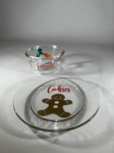 Christmas Glass Cookies For Santa Plate Carrots For Reindeer Bowl Clear Dishes