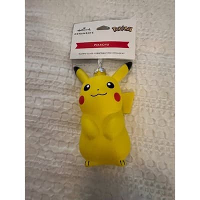 New Pokemon Blown Glass Pikachu Christmas Ornament
