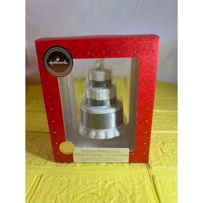 Hallmark Ornament Porcelain Wedding Cake Dated 2019 Premium