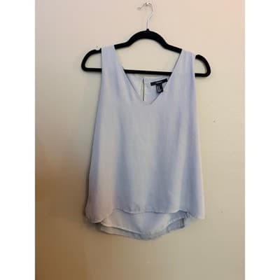 Forever 21 V Neck High Low Hemline Flowy Sleeveless Tank Top Gray Medium NWOT