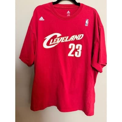 LeBron James Cleveland Cavaliers #23 Adidas Short Sleeve T Shirt 2XL Red NBA