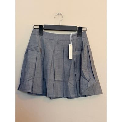 Olivaceous Pleated Lined Schoolgirl Preppy Chic Mini Skirt Gray Small NWT