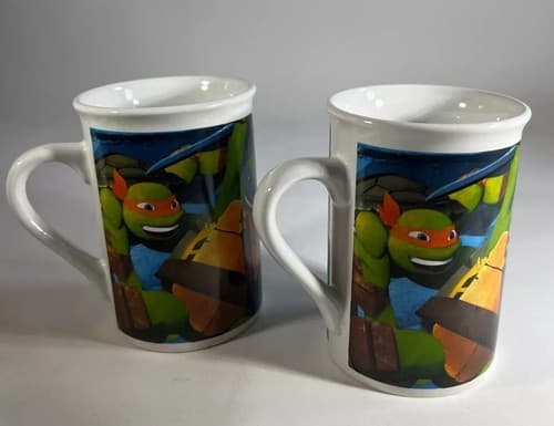 TMNT Teenage Mutant Ninja Turtles 2014 VIACOM Vintage Coffee Mug Set of 2 Cups