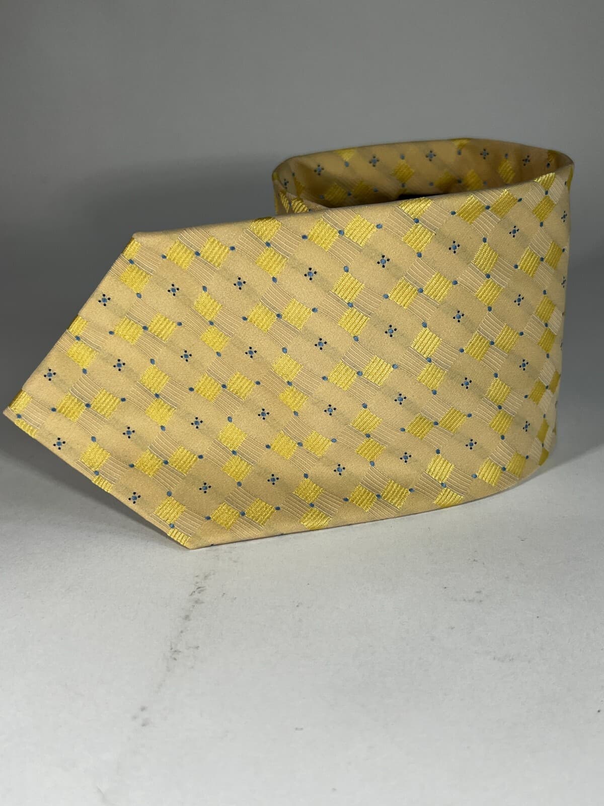 Pierre Cardin 100% Silk Tie Necktie Yellow Diamond Vintage