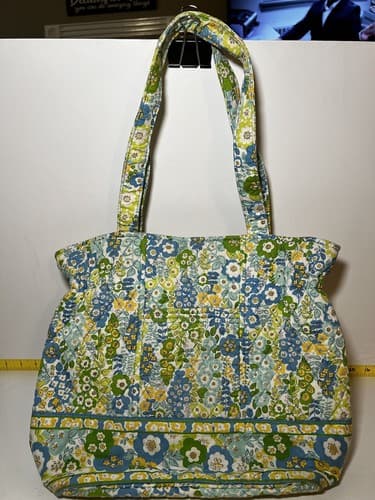 VERA BRADLEY Green Yellow Blue Petals Quilted Floral Tote Shoulder Bag Purse