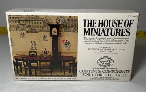 The House of Miniatures Kit 40006 Hepplewhite 3 pc Dining Room Table NEW SEALED