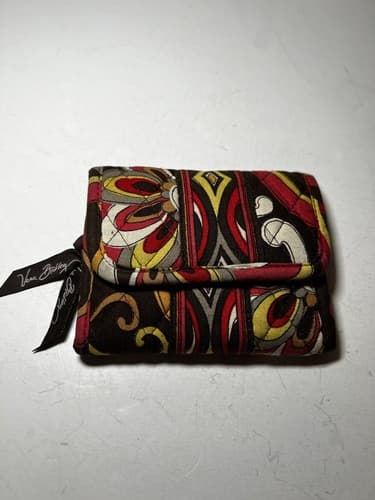 VERA BRADLEY Black Pink Fuchsia Yellow Gray Whimsical Quilted Wallet