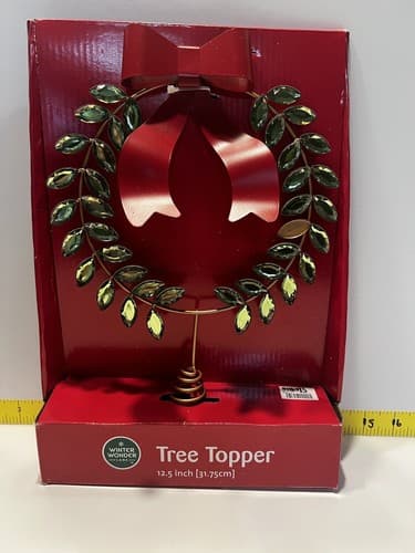 Tree Topper Christmas Metal Wreath Ribbon Gemstones Gems Greek Greece Unique NEW
