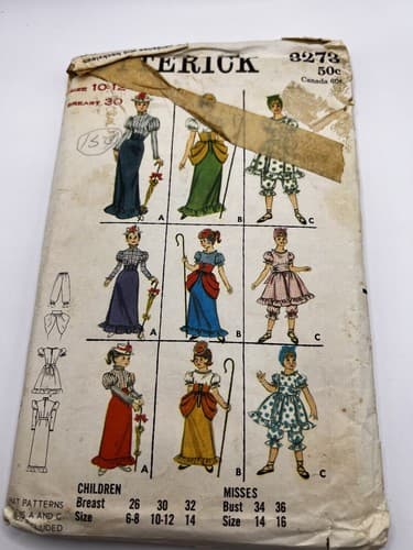 Vintage 1960s 1970s Sewing Pattern Bo Peep Victorian Renaissance Butterick 8273
