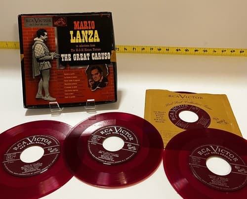 Mario Lanza The Great Caruso Red Vinyl Set 45 Records Vintage 1950s Classical