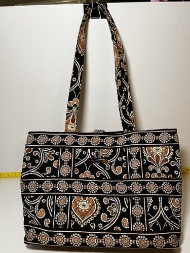 VERA BRADLEY Brown Beige Rust Paisley Medallion Quilted Tote Shoulder Bag Purse