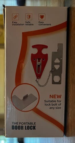 NEW Portable Travel Security Safety Door Lock for Hotel Room With Pouch Red