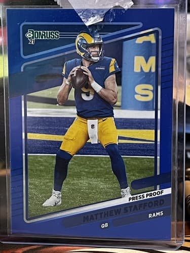 Matthew Stafford 2021 Panini Donruss Blue Press Proof Card #139 Los Angeles Rams
