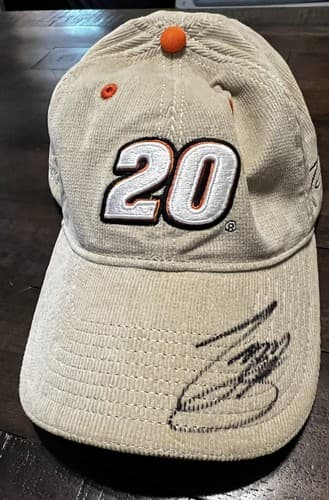 Tony Stewart Autographed Hat Cap Beige Corduroy #20 Racing Nascar