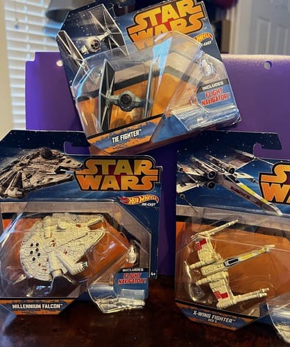 Hot Wheels STAR WARS X-WING Fighter Red 5 Millennium Falcon Tie Fighter 2014 NEW