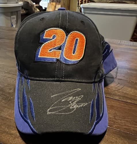 Tony Stewart Autographed Hat Cap Black Blue #20 Racing Nascar