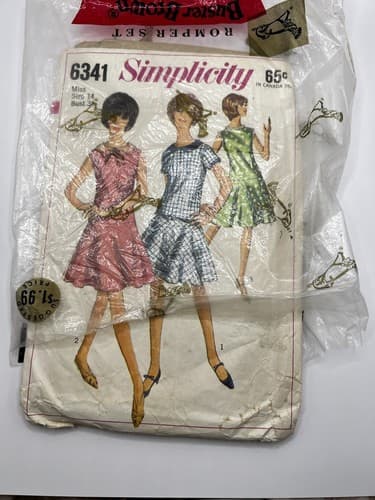 Vintage 1960s 1965 Sewing Pattern Girls Women’s Dress Simplicity 6341