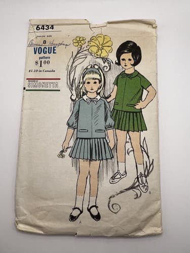 Vintage 1960s Sewing Pattern Girl’s Dresses VOGUE 6434