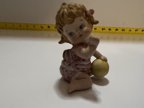Vintage Lefton Girl Playing Toys Ball Figurine
