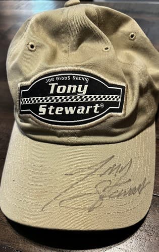 Tony Stewart Autographed Hat Cap Tan Tony Stewart Logo #20 Racing Nascar