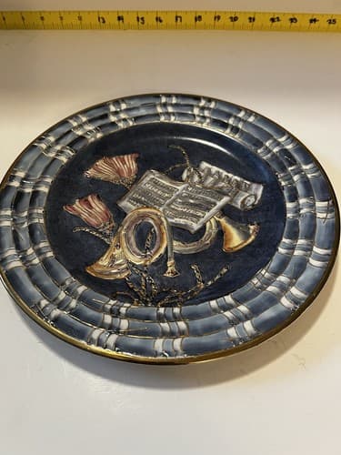 Chinese Decorative Plate with Hand Painted Music Instruments Vintage GORGEOUS!