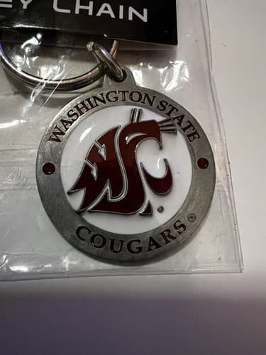 Washington State Cougars Keychain Car Key Metal Silver Chain Ring NEW