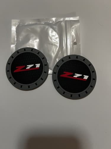 2PCS Silicone Carbon Fiber Car Coaster Cup Holder Pad Mat Chevy Z71 Anti-slip