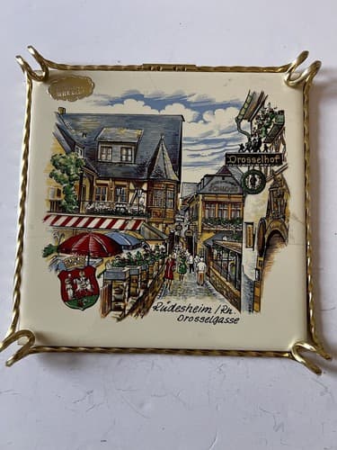 Danischburg Meier Kachel Wertarbeit Hand Painted Art Tile Trivet Germany Vntg