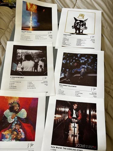 J COLE Poster Set of 6 Album Cover Canvas Posters 8 x 10 inch each Music Decor