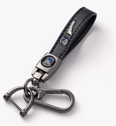 GOLDEN STATE WARRIORS Genuine Leather Keychain Key Chain Ring Fob Holder NEW
