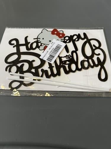 Hello Kitty Cake Topper Laser Cut Cat Face Kitten Black Glittery Birthday Party